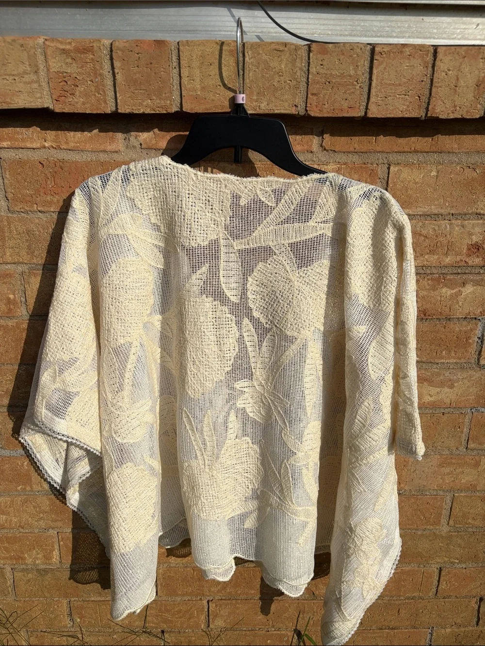 Free People Cream Crochet Labeled Knit Overlay